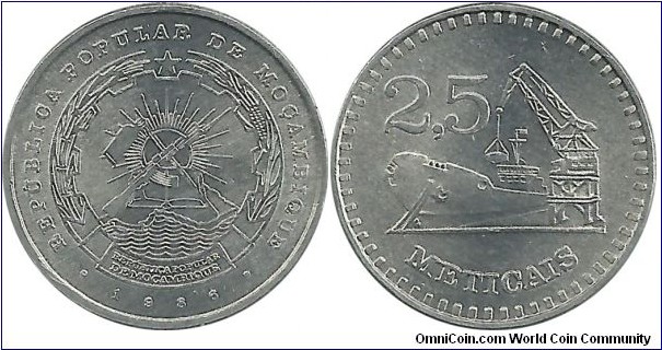 Mocambique 2½ Meticais 1986