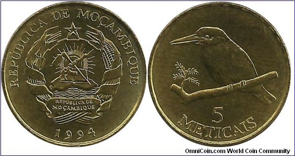 Mocambique 5 Meticais 1994