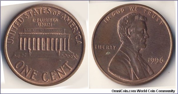 1 Cent (Federal State - USA / Lincoln Memorial Cent // Copper plated Zinc)