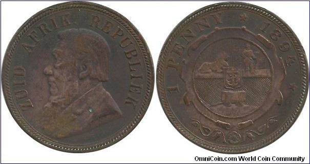 SouthAfrica-ZAR 1 Penny 1894