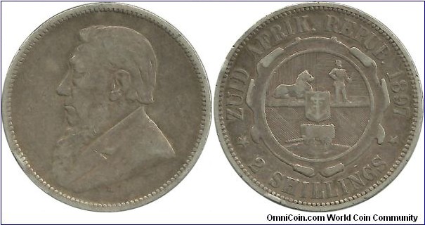 SouthAfrica-ZAR 2 Shillings 1897