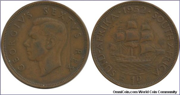 SouthAfrica-British 1 Penny 1952