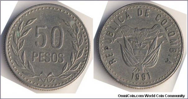 50 Pesos (Republic of Colombia // Nickel Brass)