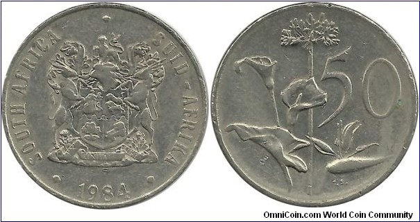 SouthAfrica 50 Cents 1984-Bilingual