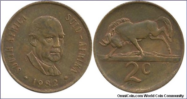 SouthAfrica 2 Cents 1982