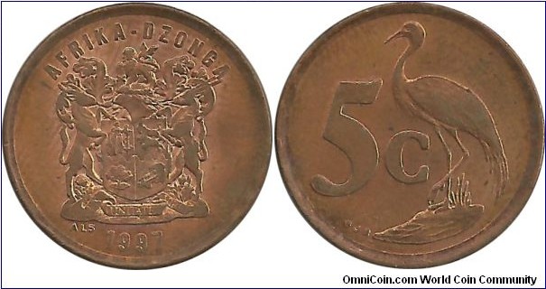SouthAfrica 5 Cents 1997 Tsonga