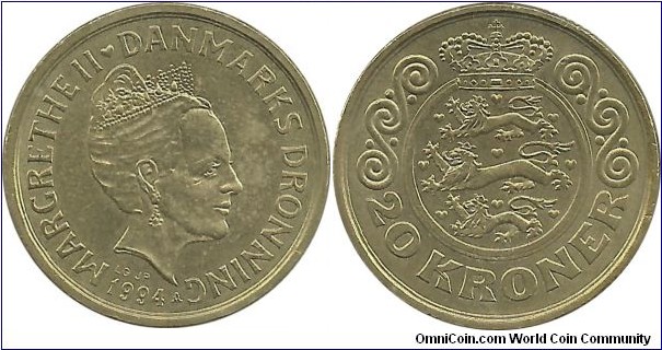 Denmark 20 Kroner 1994