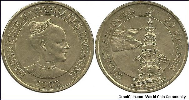 Denmark 20 Kroner 2003-Christiansborg Palace Tower