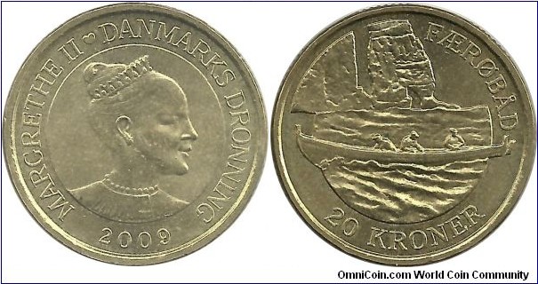 Denmark 20 Kroner 2009-Faroese boat