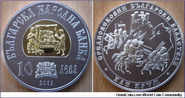 10 Leva - Khan Krum - 23.33 g Ag .925 Proof (partially gold plated) - mintage 5,000