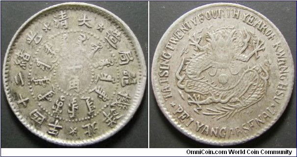 China Beiyang 1898 5 cent. Tough coin to find! Weight: 1.31g. 