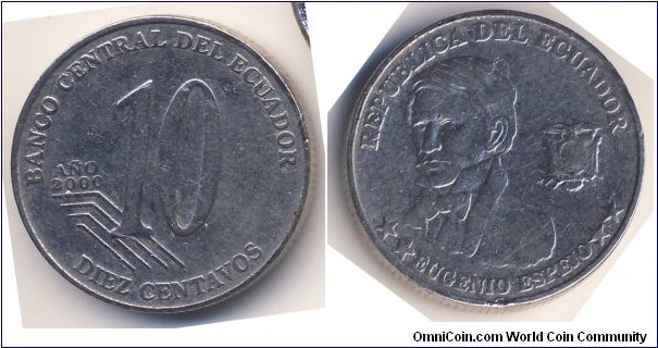 10 Centavos (Republic of Ecuador // Stainless Steel)