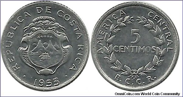 CostaRica 5 Centimos 1953