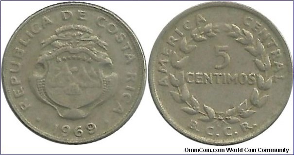 CostaRica 5 Centimos 1969