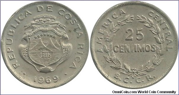CostaRica 25 Centimos 1969
