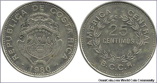 CostaRica 25 Centimos 1980