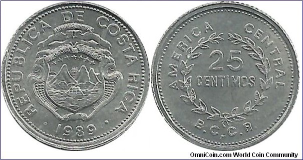 CostaRica 25 Centimos 1989