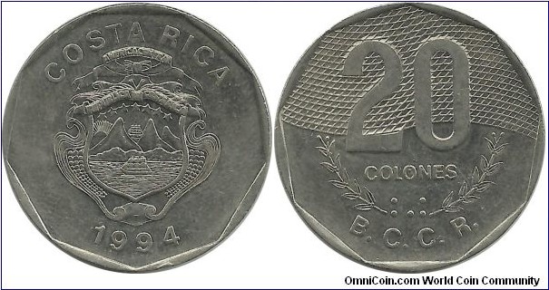 CostaRica 20 Colones 1994