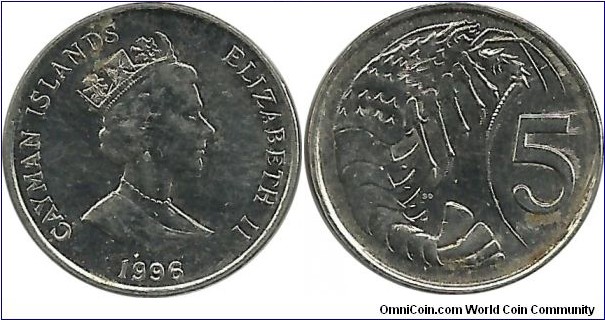 CaymanIslands 5 Cents 1996
