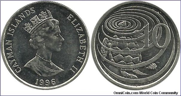 CaymanIslands 10 Cents 1996