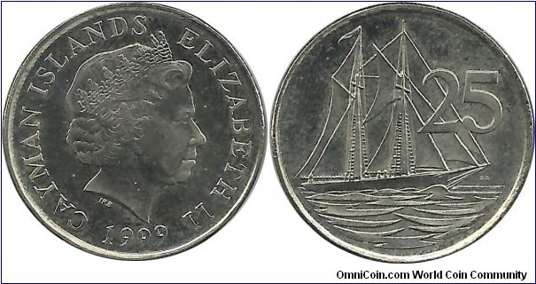 CaymanIslands 25 Cents 1999