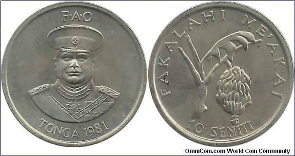 Tonga 10 Seniti 1981