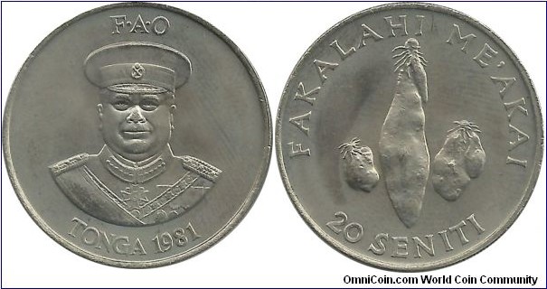 Tonga 20 Seniti 1981