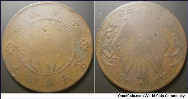 China Honan Province ND (~1912) 50 cash. Scarce variety of 
