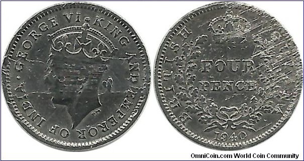 British Guiana 4 Pence 1940