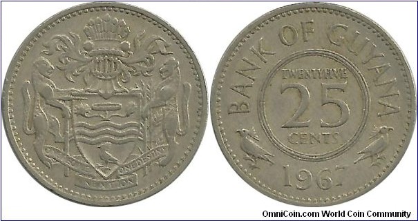 Guyana 25 Cents 1967