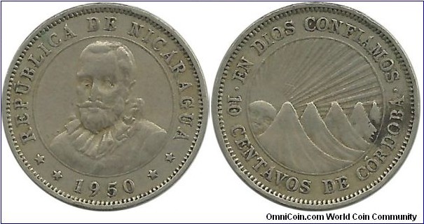 Nicaragua 10 Centavos 1950