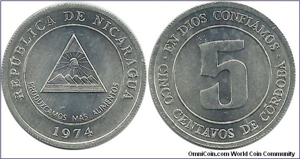 Nicaragua 5 Centavos 1974 FAO