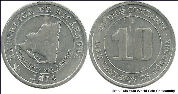 Nicaragua 10 Centavos 1974 FAO