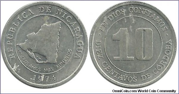 Nicaragua 10 Centavos 1974 FAO