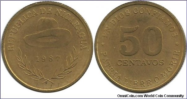 Nicaragua 50 Centavos 1987
