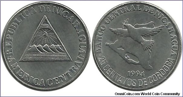 Nicaragua 25 Centavos 1994