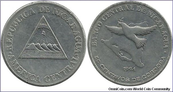 Nicaragua 50 Centavos 1994