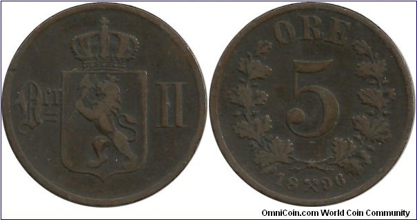 Norway-Sweden 5 Øre 1896