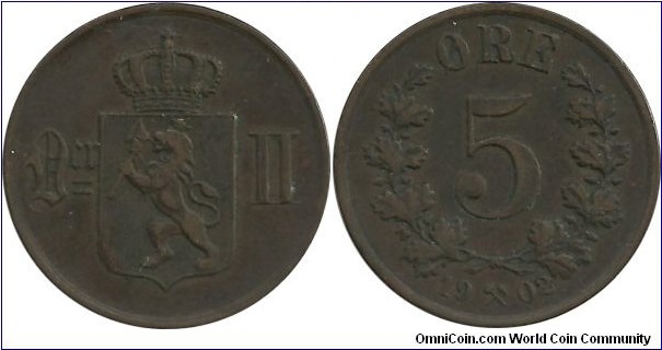 Norway-Sweden 5 Øre 1902