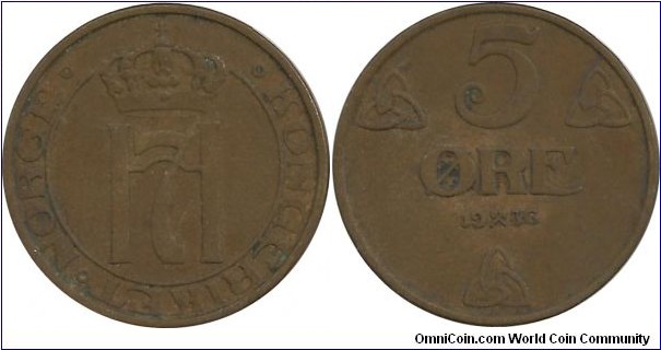 Norway 5 Øre 1936