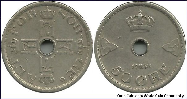 Norway 50 Øre 1946