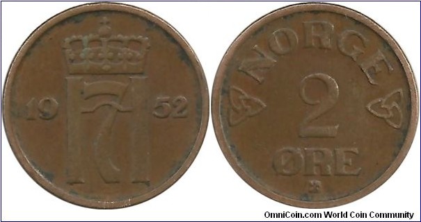 Norway 2 Øre 1952