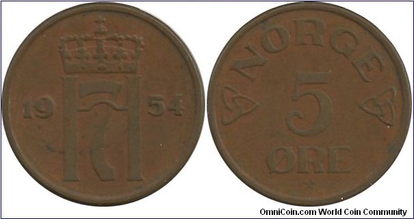 Norway 5 Øre 1954