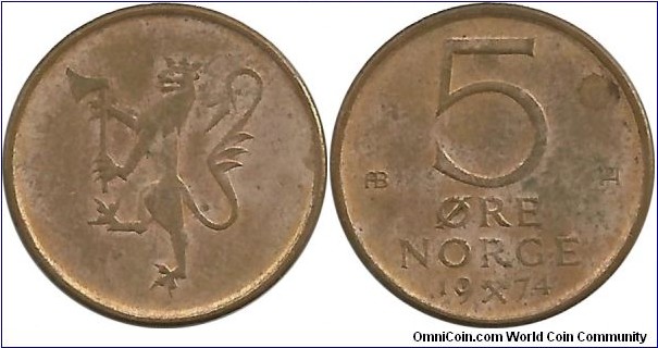 Norway 5 Øre 1974