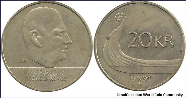 Norway 20 Kroner 1994 - King Harald V