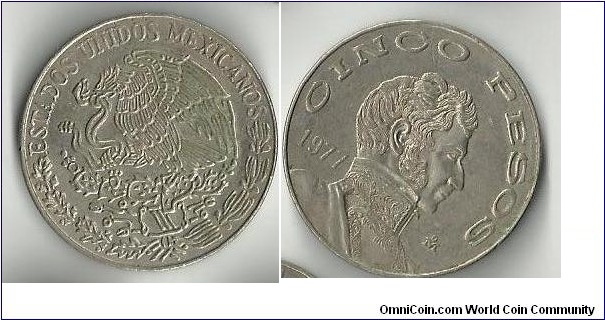 Cinco Pesos, Estados Unidos Mexicanos 1977