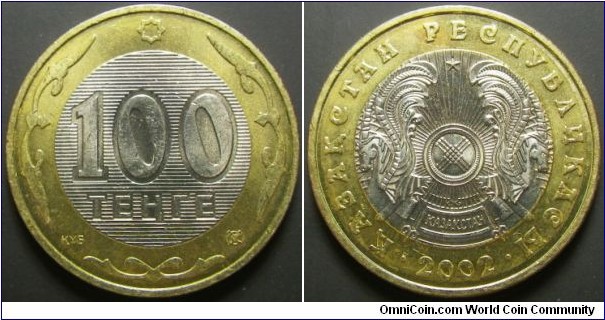 Kazakhstan 2002 100 tenge. Weight: 6.43g. 