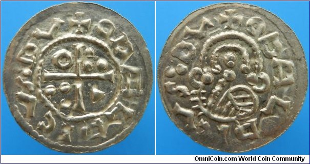 Bohemia,
Duke Oldřich 1012-1033, 1034,
AR denarius, 0,759g,
Prague mint