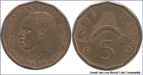 Tanzania 5 Senti 1974