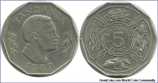 Tanzania 5 Shilingi 1989